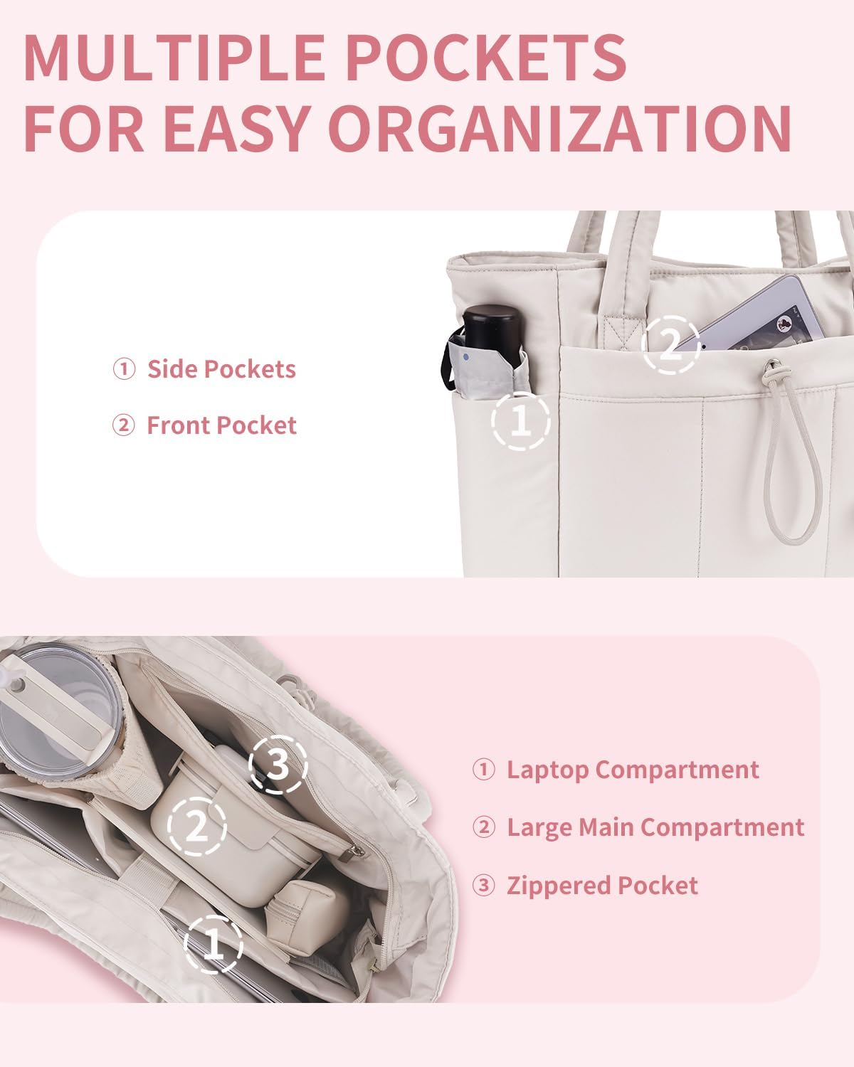 Insulated Puffer Bag with Pocket & Laptop Compartment