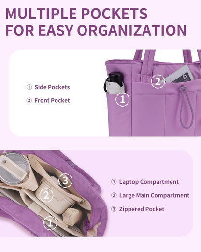 Insulated Puffer Bag with Pocket & Laptop Compartment