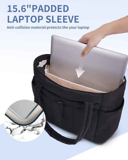 Insulated Puffer Bag with Pocket & Laptop Compartment