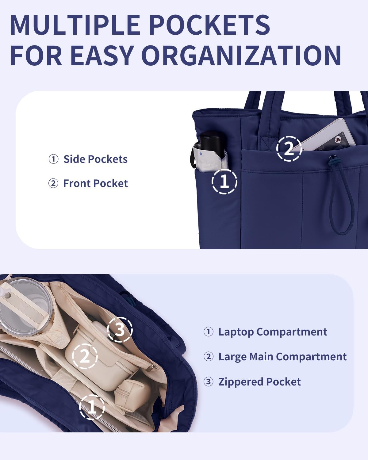 Insulated Puffer Bag with Pocket & Laptop Compartment