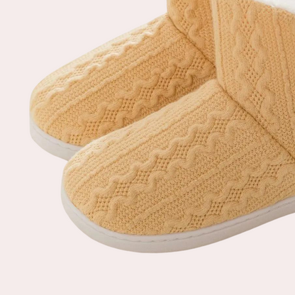 Warm and Soft Knitted Slippers for Women - Elodie-Yellow-3-Nora Luxe