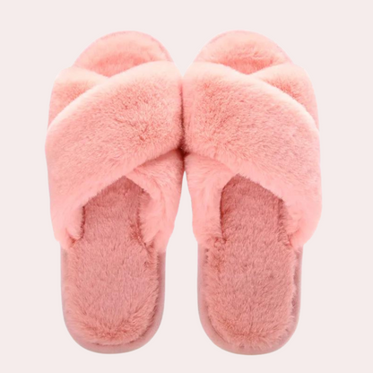 Warm Crossband Slippers for Women - Maëlle-Pink-3-Nora Luxe