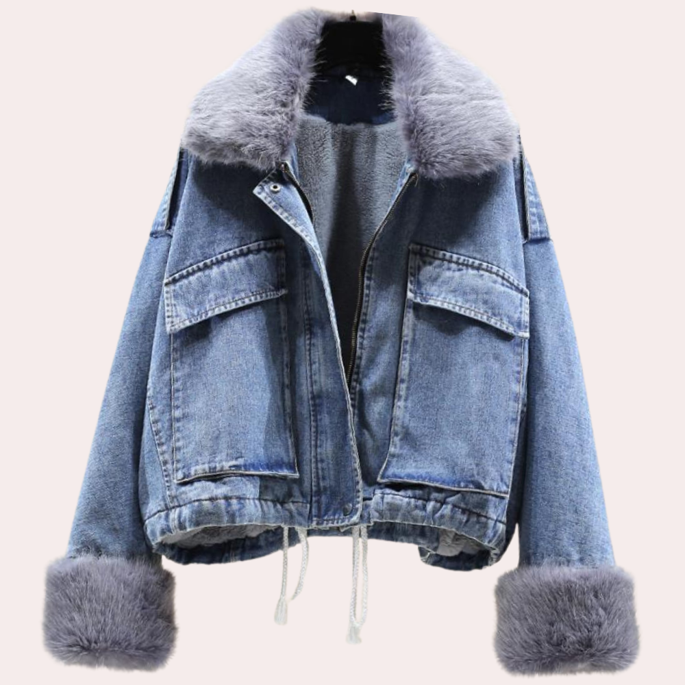 Cozy Blue Jeans Winter Coat for Ladies - Pexav