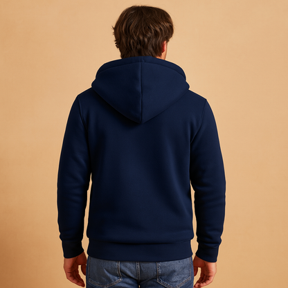 Men’s warm fleece pullover with soft fur lining, perfect for cold autumn and winter days in a timeless, versatile design.