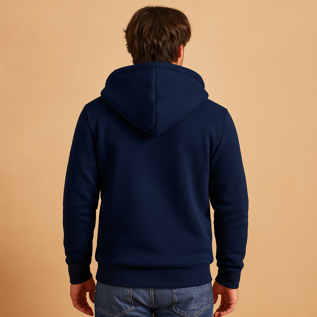 Men’s warm fleece sweater with faux fur lining, designed for comfort and timeless style during cold autumn and winter days.