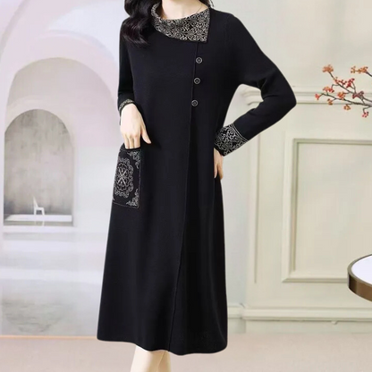 Cozy Cable Knit Knee Length Dress - Pexav