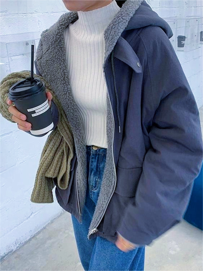 Cozy Large Women's Fleece Hooded Parka Jacket - Pexav