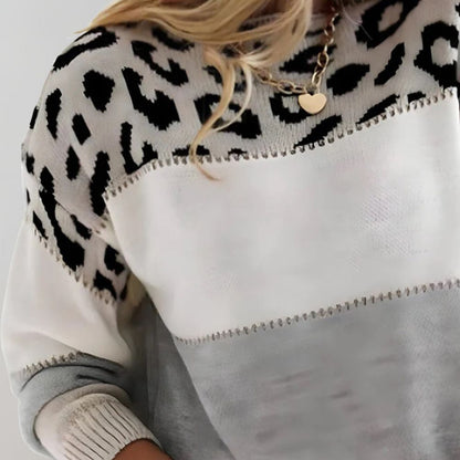 Warm Panther Print Women's Sweater - Sienna-Gray-S-Nora Luxe