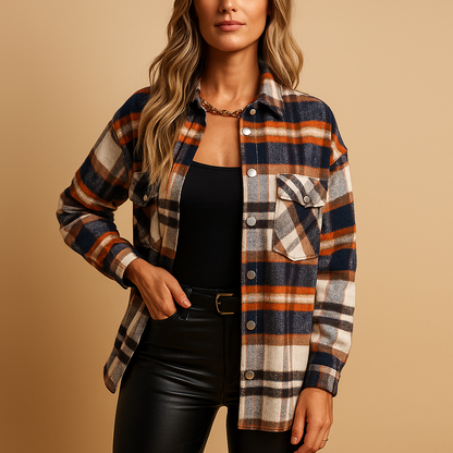 Warm plaid jacket for women | Nora - Nocini