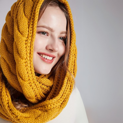 Warm Ribbed Knitted Winter Scarf - Davina-Khaki-Nora Luxe