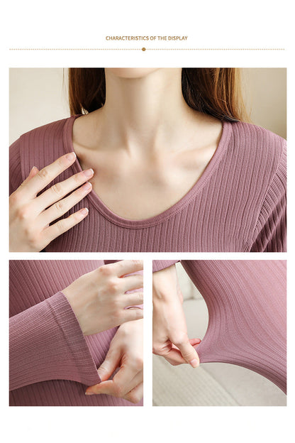 WARM THERMO UNDERGOING SET - SHAPING THERMAL CLOTHING FOR WOMEN-1 Set Silver-Nora Luxe