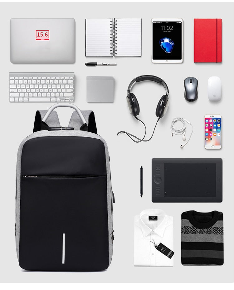 Secure Water-Repellent Backpack with USB Charger