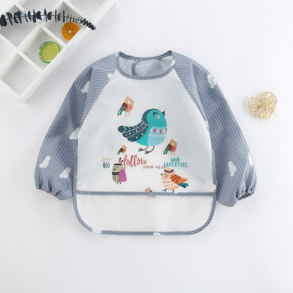 Waterproof Baby Bib Overall with Long Sleeves-Bird-0-3 Years old-Nora Luxe