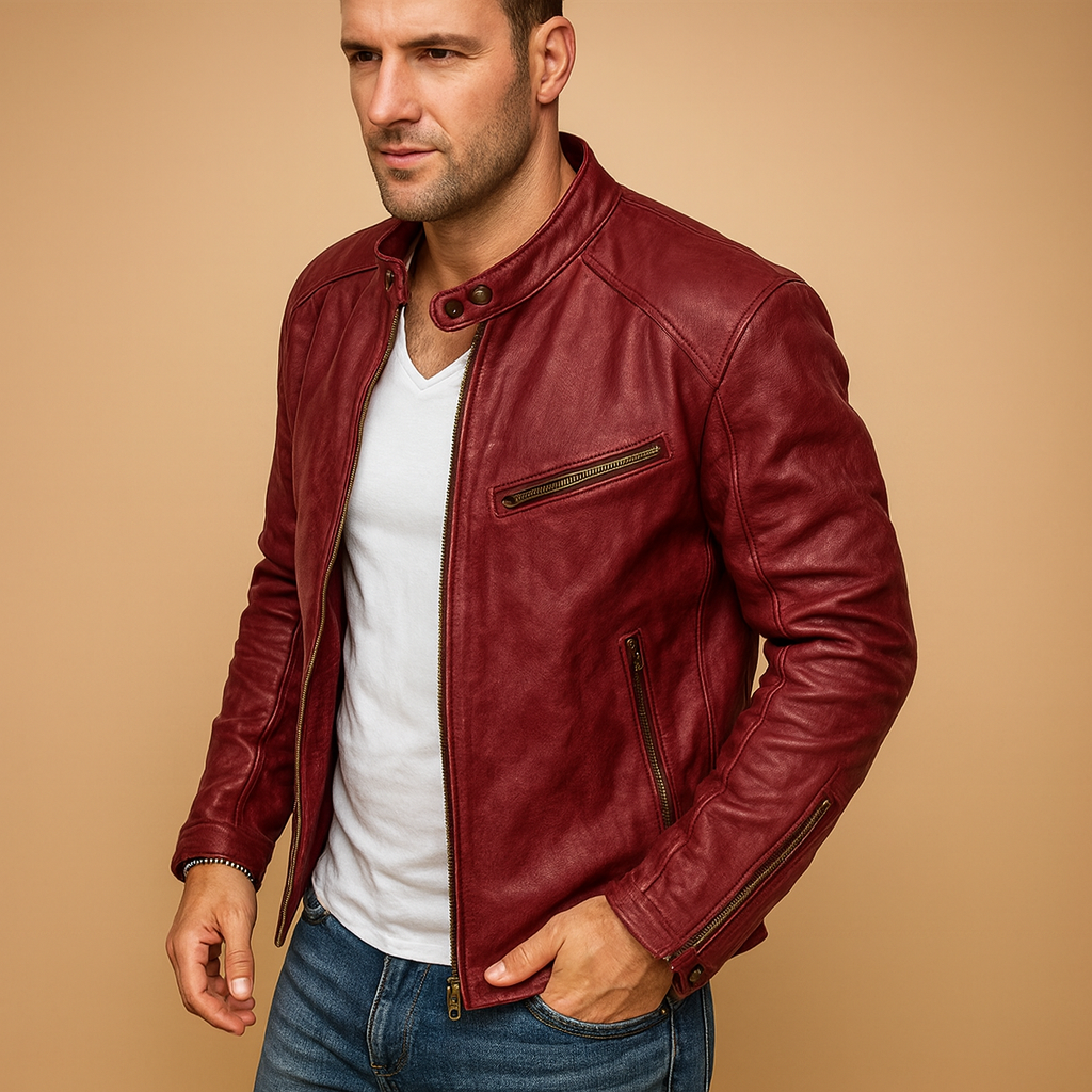 Waterproof Leather Motorcycle Jacket for Men - Nocini