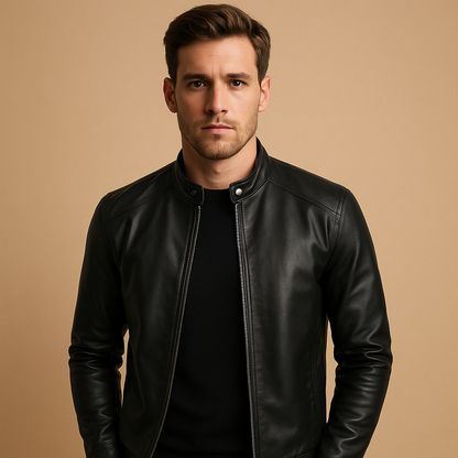 Rugged Water Resistant Men's Leather Jacket - Nocini
