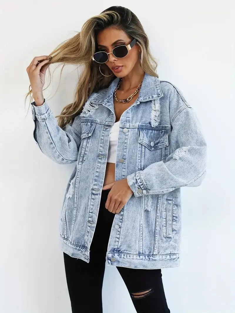 Warm and Water Resistant Women's Denim Parka Jacket - Pexav