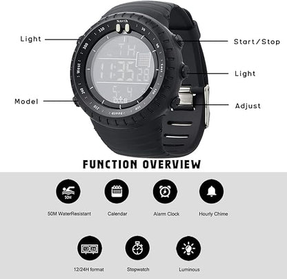 Waterproof Men's Digital Sports Watch - Henry-Black-Nora Luxe