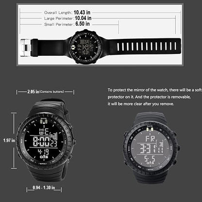 Waterproof Men's Digital Sports Watch - Henry-Black-Nora Luxe