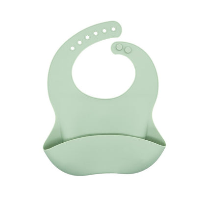 Waterproof Soft Silicone Baby Bibs with Animal Print-Gray-Green-Nora Luxe