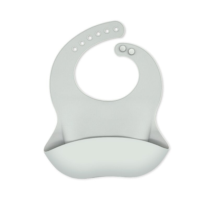 Waterproof Soft Silicone Baby Bibs with Animal Print-Gray-Nora Luxe