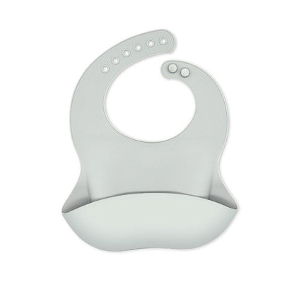 Waterproof Soft Silicone Baby Bibs with Animal Print-Gray-Nora Luxe