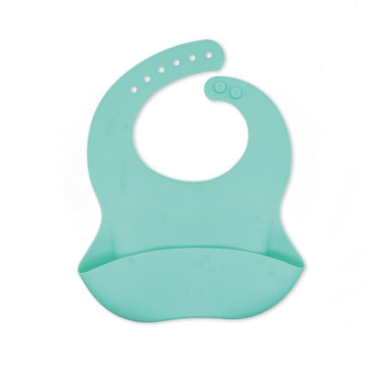 Waterproof Soft Silicone Baby Bibs with Animal Print-Mint Green-Nora Luxe