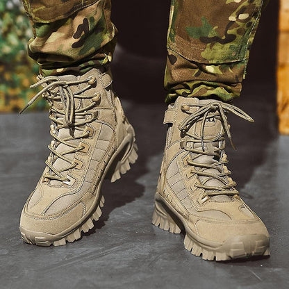 Waterproof Tactical Work Boots with Anti-Puncture – TrailForce Tactical-Beige-6.5-Nora Luxe