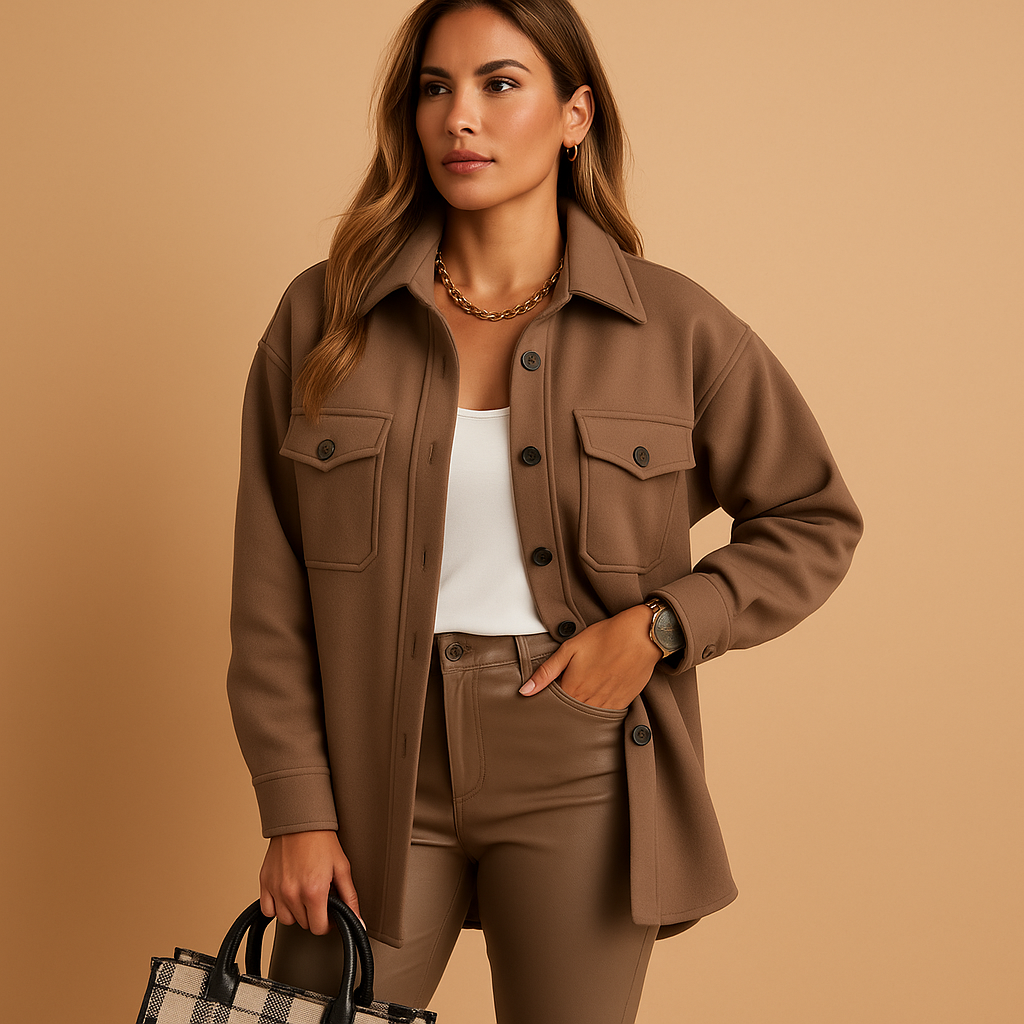 Women’s waterproof windbreaker jacket with fold-over collar, button closure, and pockets. Available in white, beige, brown, khaki, black, navy, blue, and yellow.