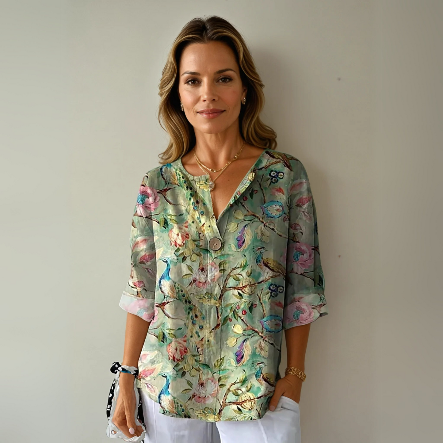 Ladies Elegant Flower Short Sleeve Tops