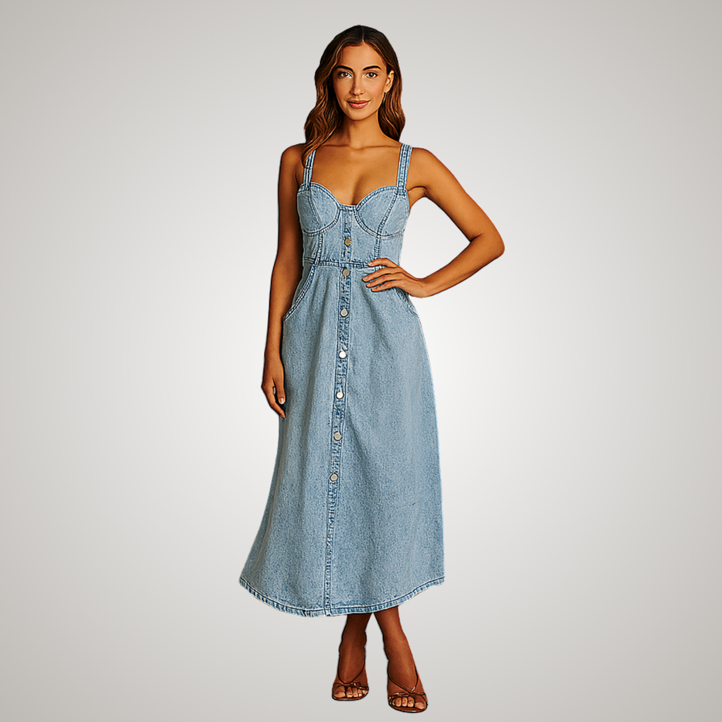 Summer Strapless Blue Jean Dress