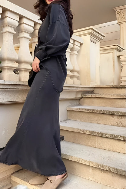 Women's Casual Tie Waist Shirt Dress Set