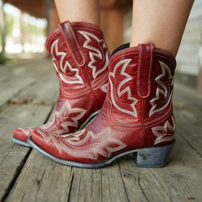 Cowboy Style Ankle Boots