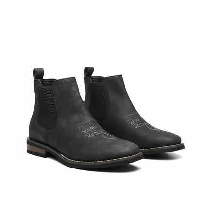 Rugged Cowboy Style Ankle Boots for Men