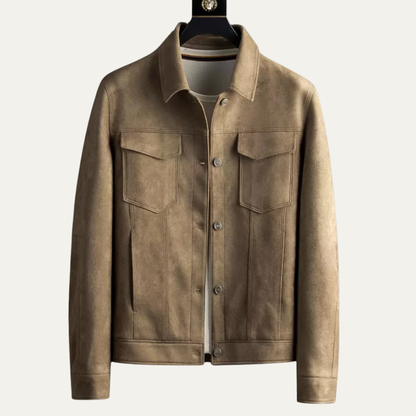 Vintage Suede Mens Classic Button Down Jacket