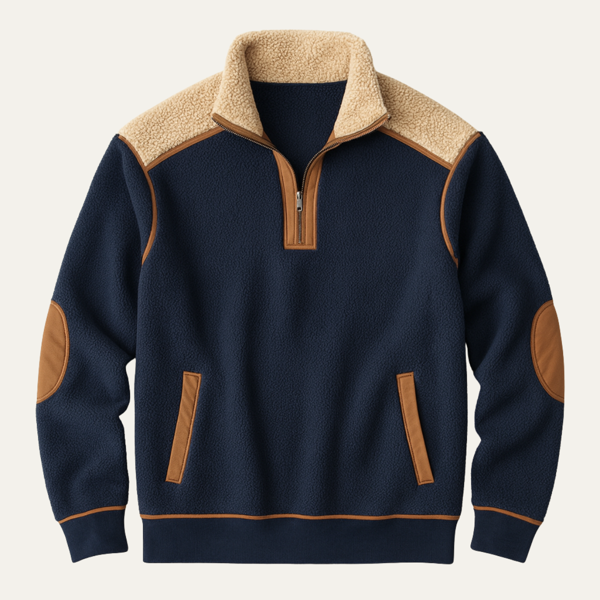 Cozy Men's Colorblock Sherpa Fleece Pullover Sweater - Nocini