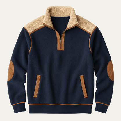 Cozy Men's Colorblock Sherpa Fleece Pullover Sweater - Nocini