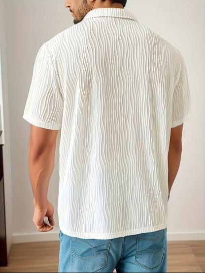 White Casual Striped Polo Shirt - Elias-S-Nora Luxe