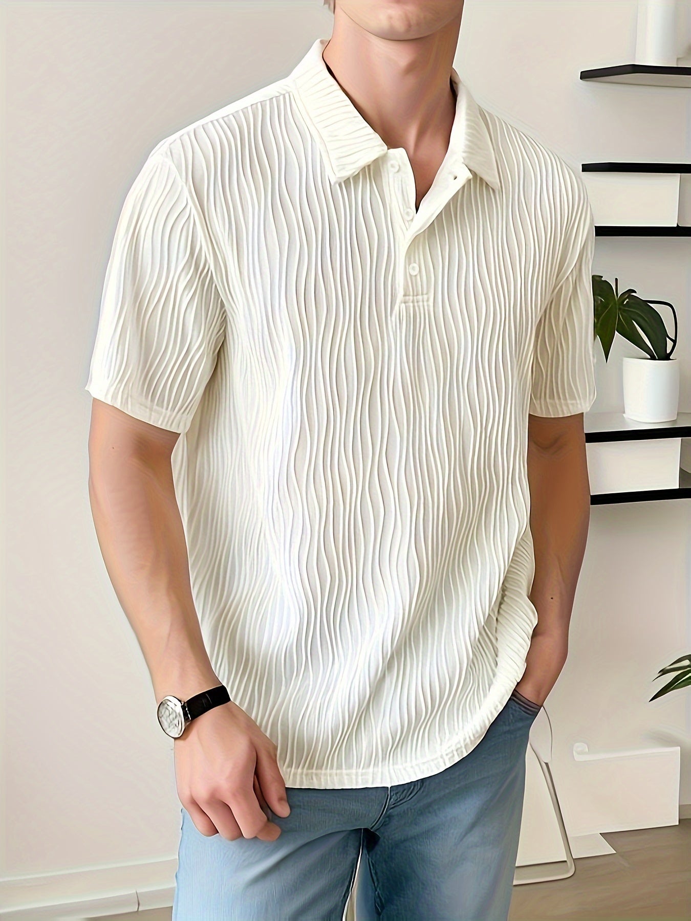 Classic Comfortable Striped Polo Shirt - Pexav
