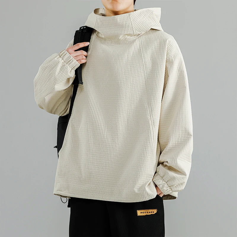 Relaxed Fit Hoodie | Crew Neck, Textured Sweater Hood - Nocini