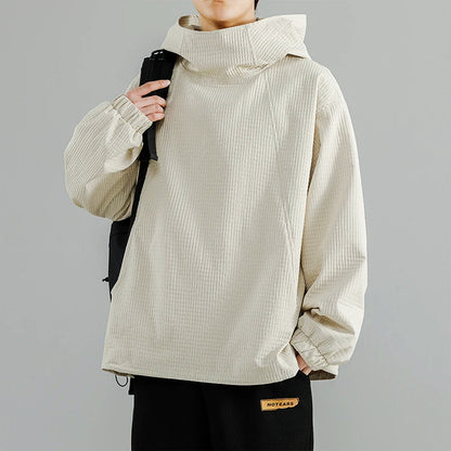 Relaxed Fit Hoodie | Crew Neck, Textured Sweater Hood - Nocini