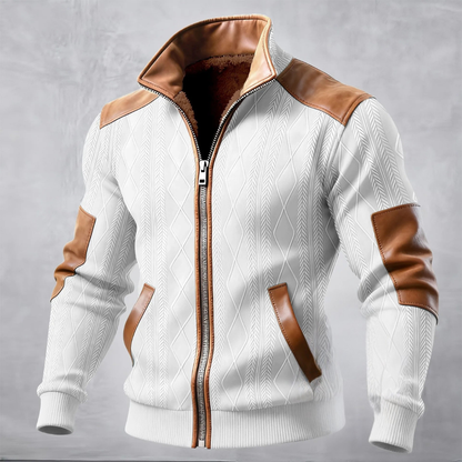 Cozy Men's Cable Knit Fleece Lined Zip Up Jacket