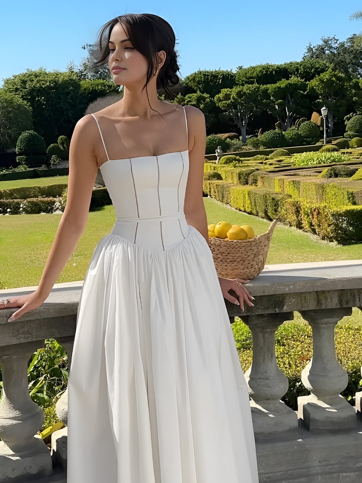 Image of Whitney | Women's Spaghetti Strap A-Line Midi Dress