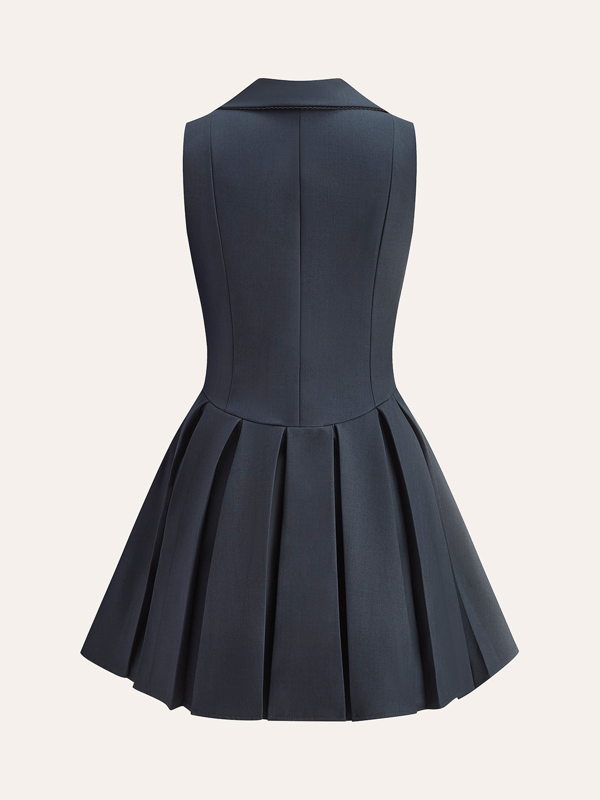 Flared Neckline Ruffle Pleated Dress