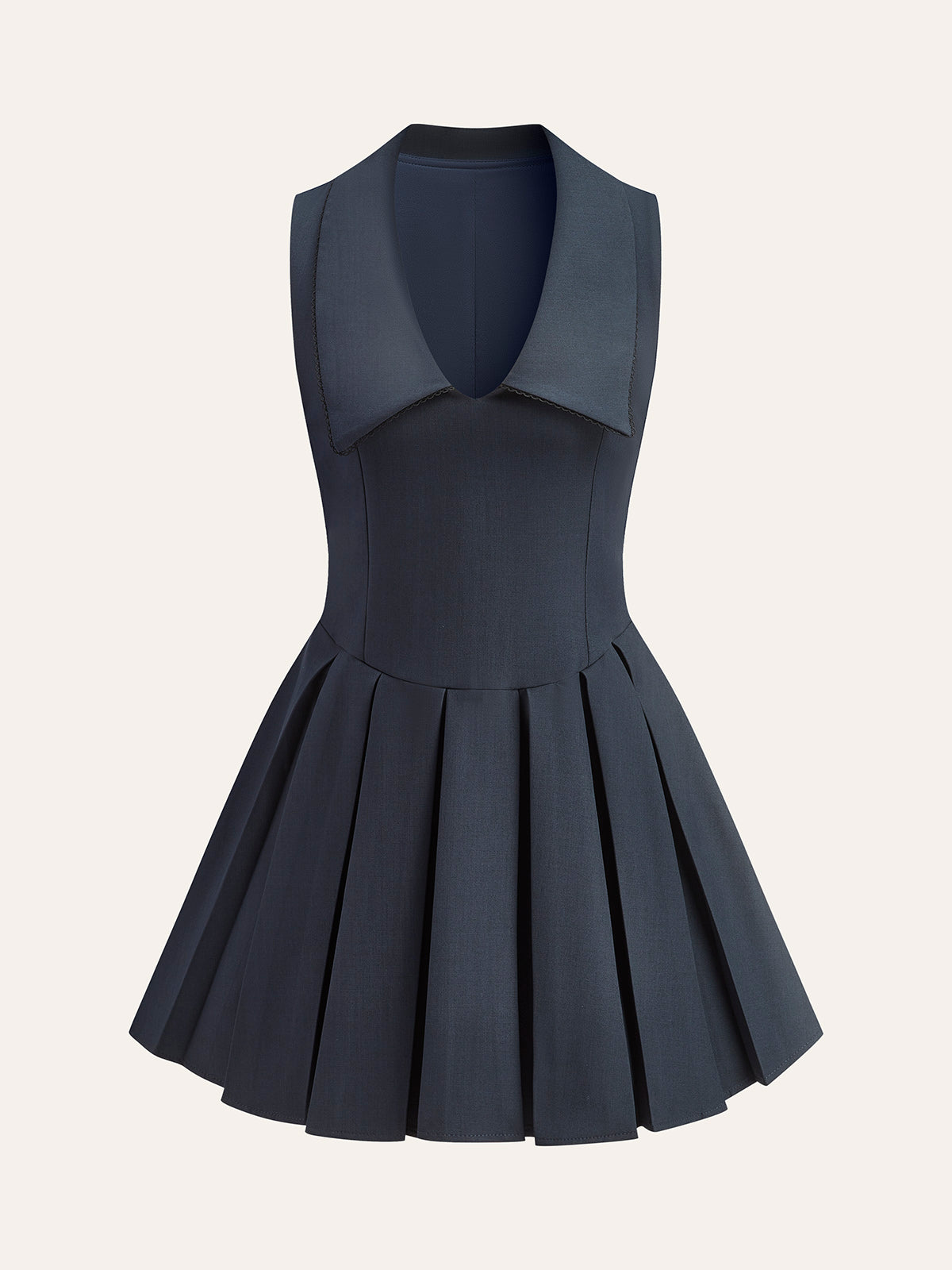 Flared Neckline Ruffle Pleated Dress - Pexav