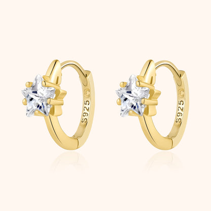 Sparkling Silver Earrings with Star Cubic Zirconia - Pexav