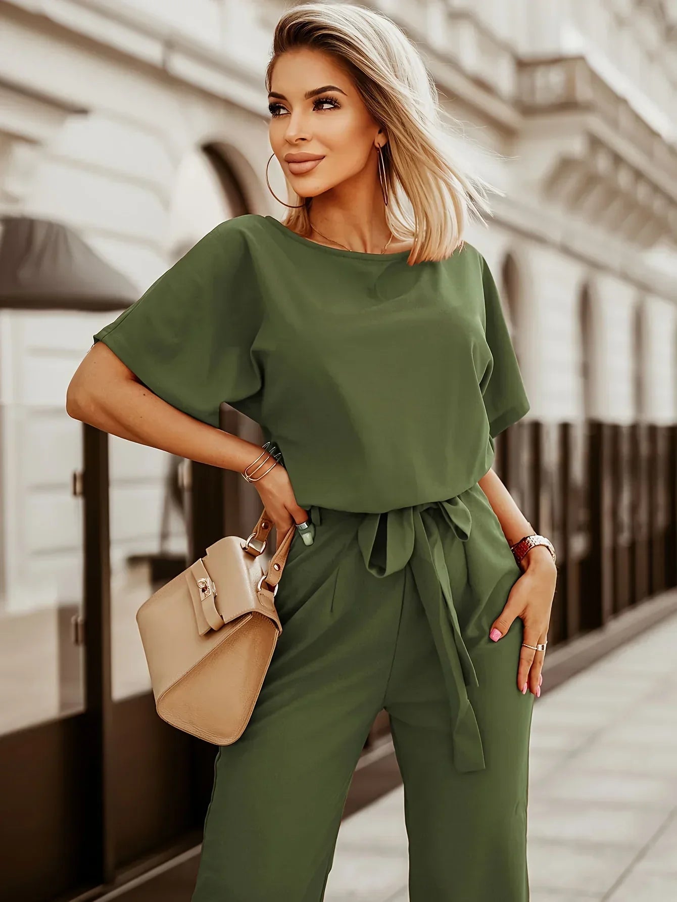 Wide Leg Jumpsuit | Astrid | Trendy and Comfortable-XS-Olive-Nora Luxe
