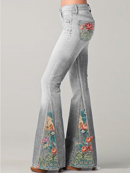 Wide Leg Trousers with Trendy Floral Print - Luna-Blue-S-The Livary