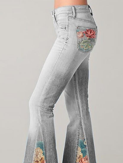 Wide Leg Trousers with Trendy Floral Print - Luna-Blue-S-The Livary