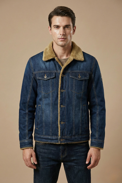 Classic Men's Blue Denim Jacket - Olytrend