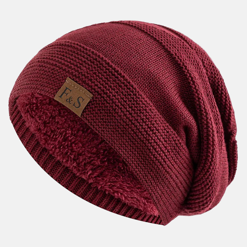 Soft Fleece Slouch Beanie with Ribbed Brim